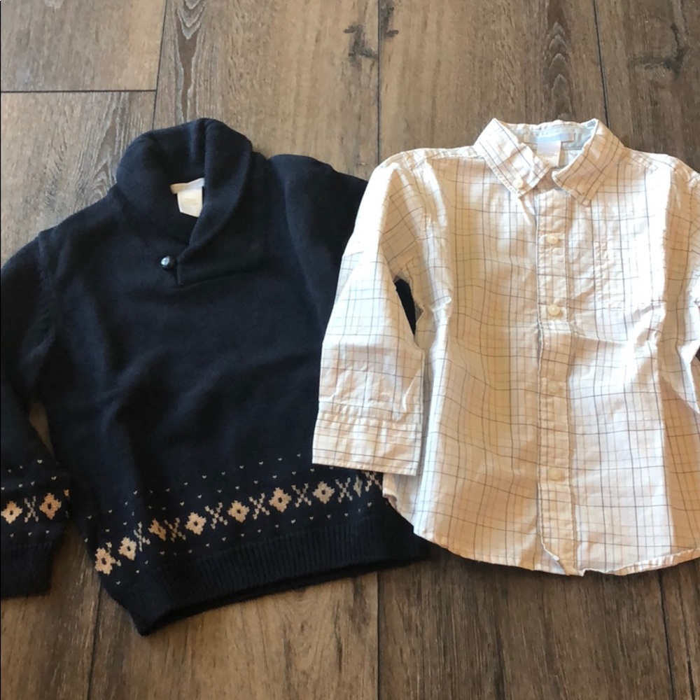 Janie & Jack sweater and button up shirt size 3